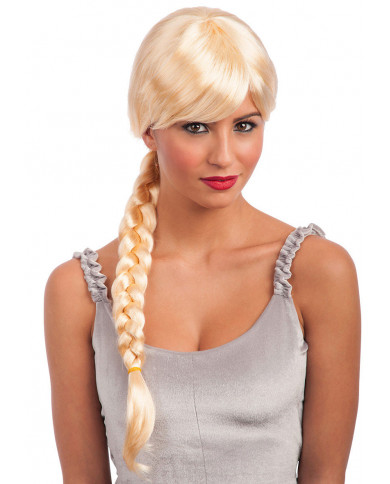 Blonde Wig With Fringe And Side Plait In Bag