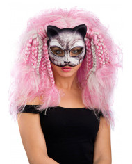 Gothic Wig Pink And Grey With Plaits In Box