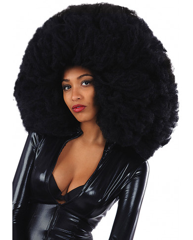 Perruque Super Afrique cheveux noirs, diamètre 60 cm environ dans une Perruque Super Afrique cheveux noirs, diamètre 60 cm environ dans une