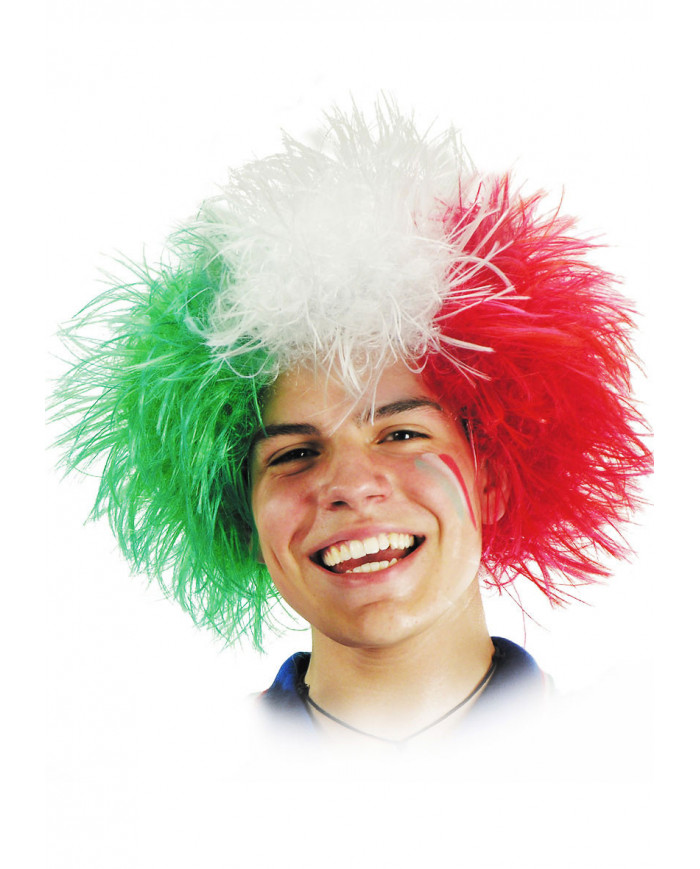 Parrucca con il tricolore della nazionale italiana: verde Parrucca con il tricolore della nazionale italiana: verde