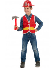 Firefighter set consisting of waistcoat, hat and accept, in one