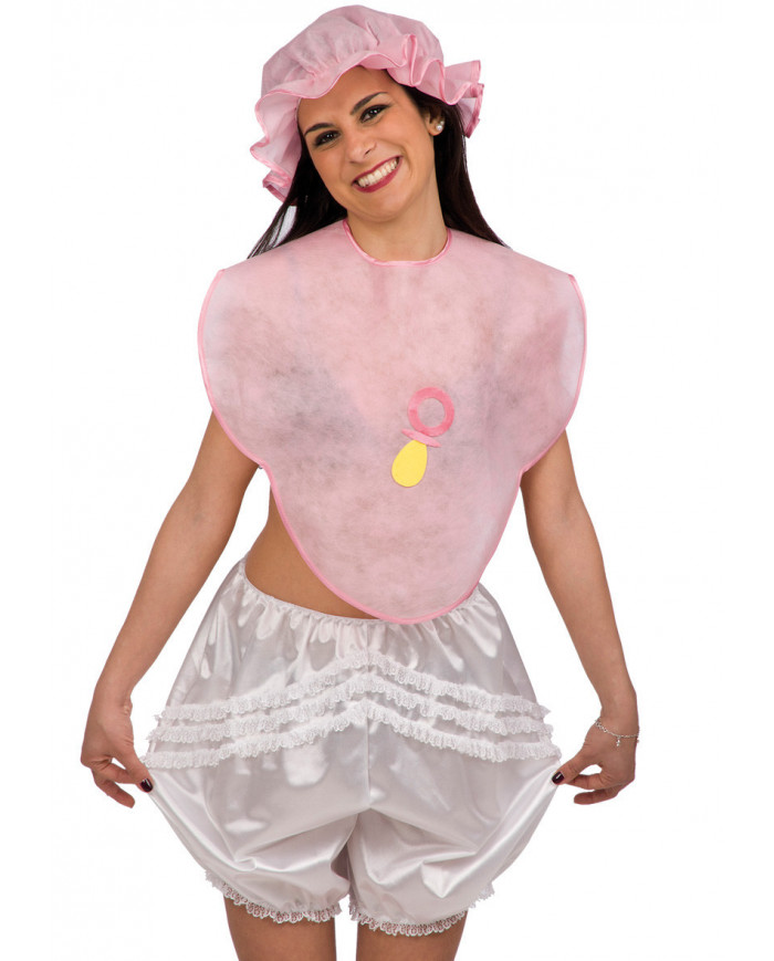 Female Baby Set (Bib+Cap) In Paper Fabric, In Bag