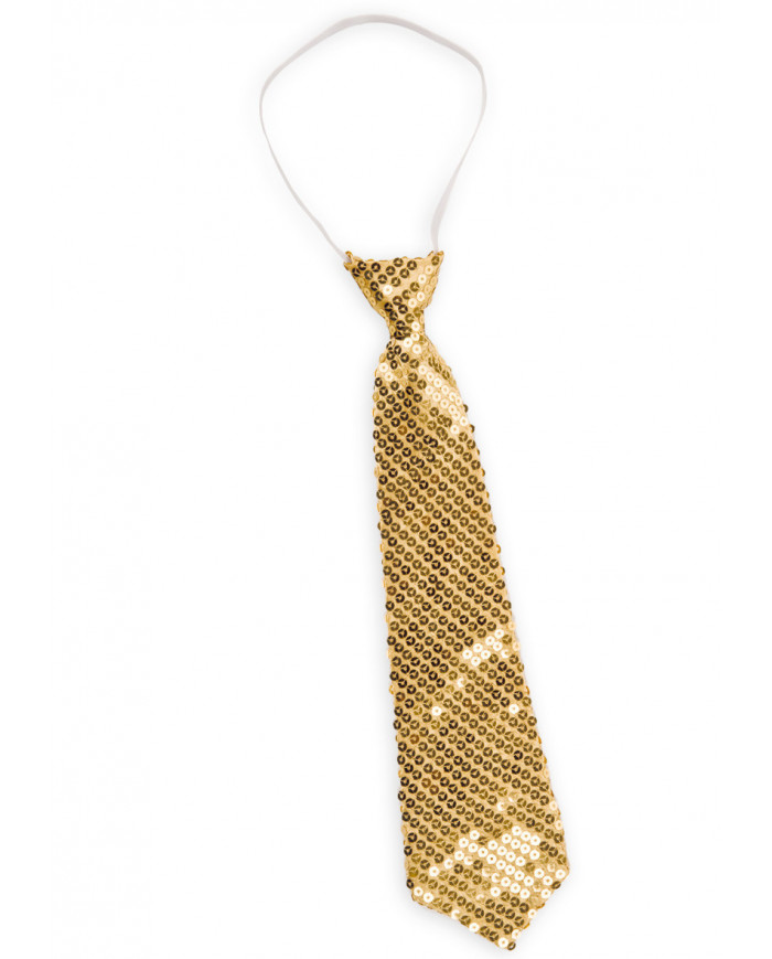 Gold Satin Necktie With Sequins In Pbh