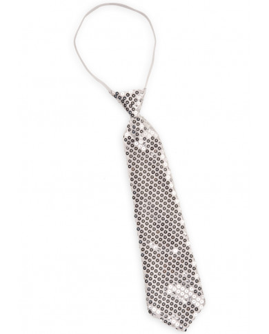 Silver Satin Necktie With Sequins In Pbh
