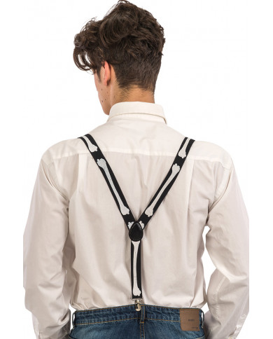 Black braces with white contrasting bones, suitable for