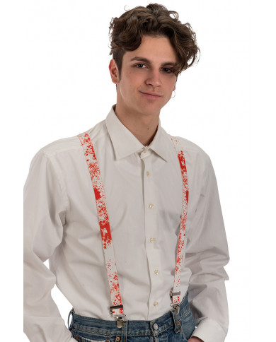 White braces with splashes of blood, suitable for Halloween