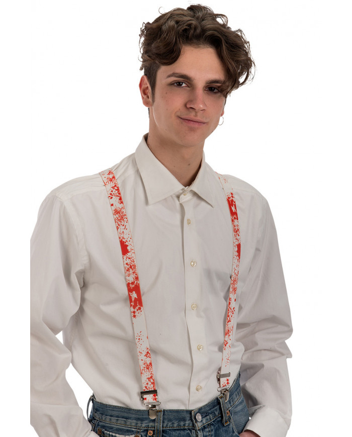 White braces with splashes of blood, suitable for Halloween