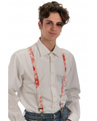 White braces with splashes of blood, suitable for Halloween