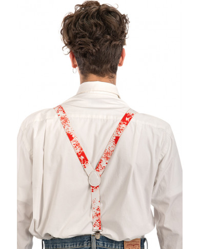 White braces with splashes of blood, suitable for Halloween