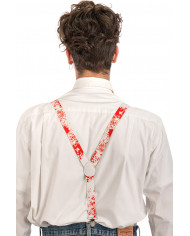 White braces with splashes of blood, suitable for Halloween