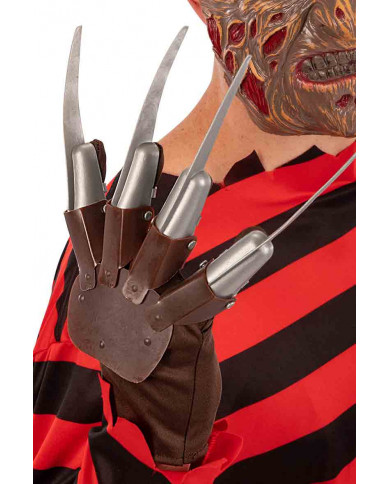 Brown glove with gray blades inspired by the horror film