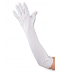 Guanti adulto, lunghi bianchi in tessuto elasticizzato. Guanti adulto, lunghi bianchi in tessuto elasticizzato.