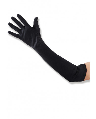 Gants noirs en tissu élastique, longueur 50 cm environ dans une