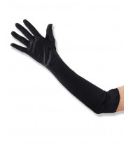 Gants noirs en tissu élastique, longueur 50 cm environ dans une