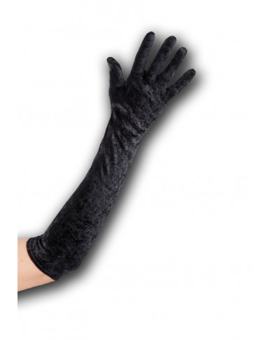 Guantes negros de chenilla de unos 50 cm de largo en bolsa con solapa Guantes negros de chenilla de unos 50 cm de largo en bolsa con solapa