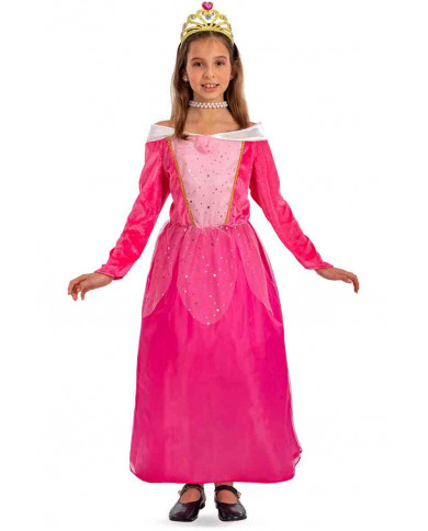 Costume da principessa per bambina. Abito in tessuto fucsia con
