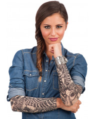 2 Tattoo-Stulpen mit Skelett bedruckt Einheitsgröße in Beutel mit 2 Tattoo-Stulpen mit Skelett bedruckt Einheitsgröße in Beutel mit