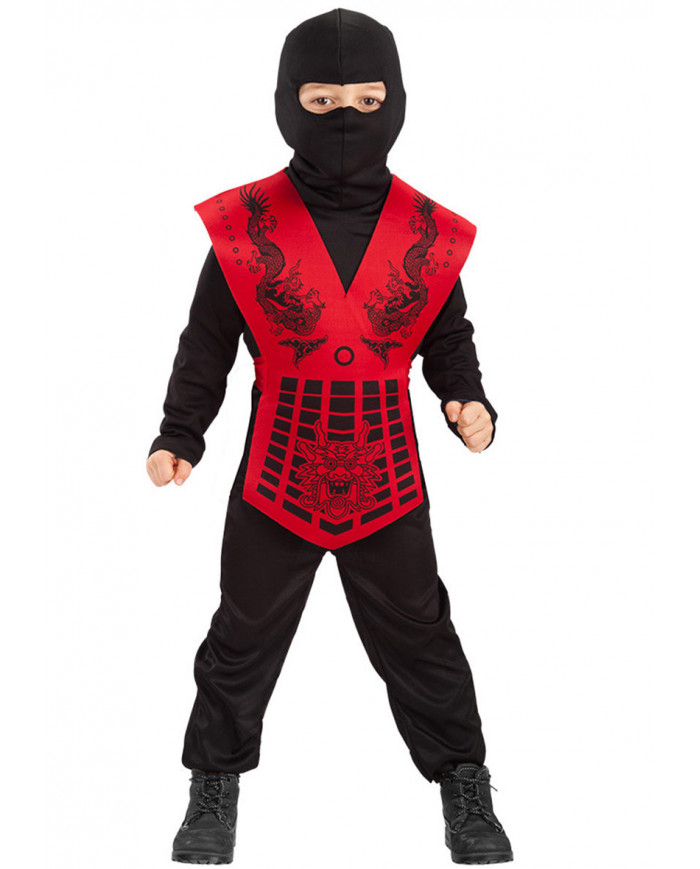 Ninja costume for kid with stretchy jacket, trousers and hood