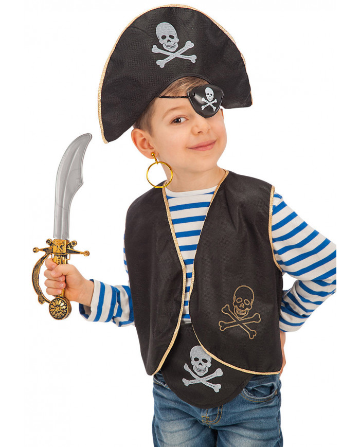 Pirate Set (Hat, Eyepatch, Waistcoat, Earring, Sword And Belt) In Pbh