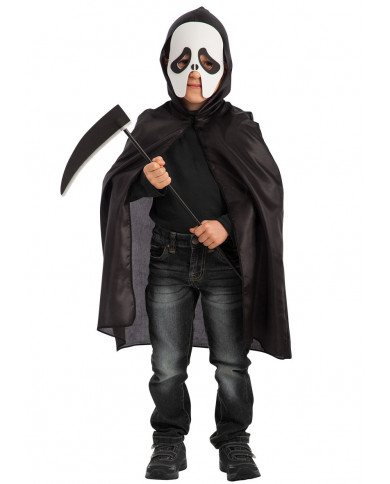 Ensemble déguisement noir fantôme (cape à capuche, longueur 63 cm