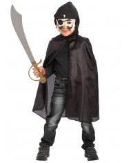 Set pirata negro para niño (capa con capucha de unos 63 cm de largo