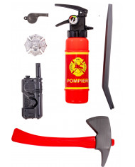 Fireman set for kid including a fire extinguisher, axe, badge