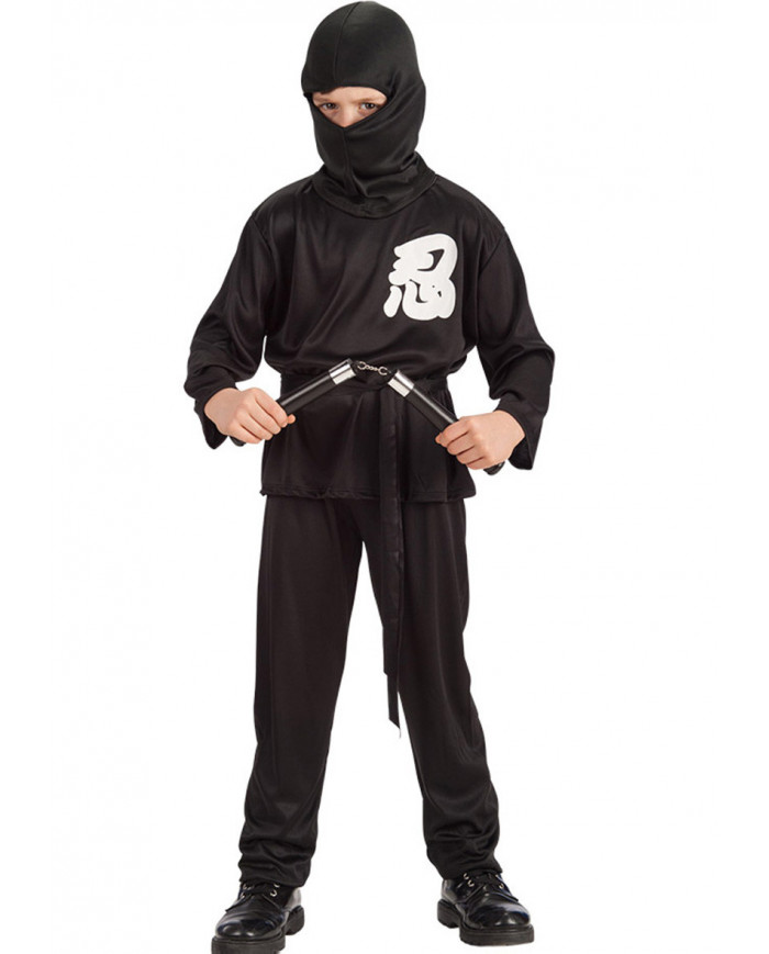 Ninja costume for kid with stretchy shirt and pants, hood.