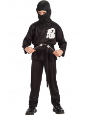 Ninja costume for kid with stretchy shirt and pants, hood.