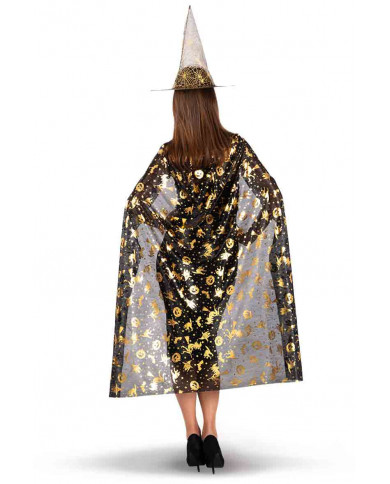 Witch set for woman composed of a black fabric cape long cm.120 Witch set for woman composed of a black fabric cape long cm.120