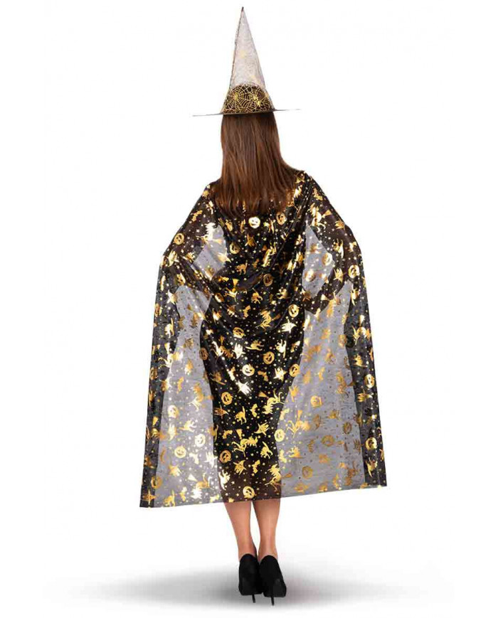 Witch set for woman composed of a black fabric cape long cm.120 Witch set for woman composed of a black fabric cape long cm.120