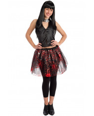 Gonna adulto, in tulle nero con stampe rosse di ragnatele