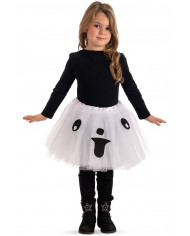 Gonna per bambina in tulle bianco lunga cm.30, con la stampa di