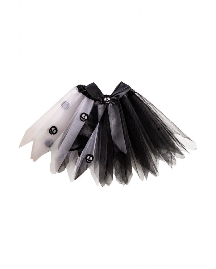 Skirt for kid in black and white veil 30 cm long, with the