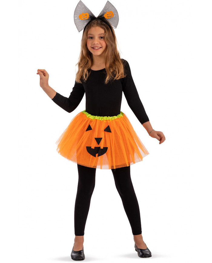 Skirt for kid in orange veil 30 cm long, with the print of a Skirt for kid in orange veil 30 cm long, with the print of a