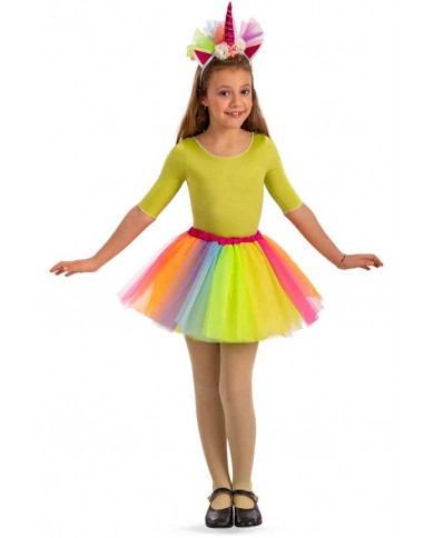 Unicorn set consisting of multicolor veil skirt and headband