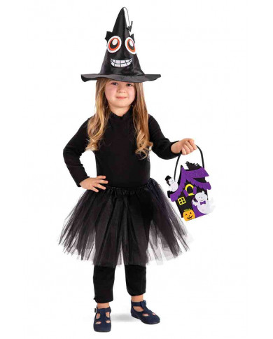 Bat set composed of black veil skirt, bag in the shape of a