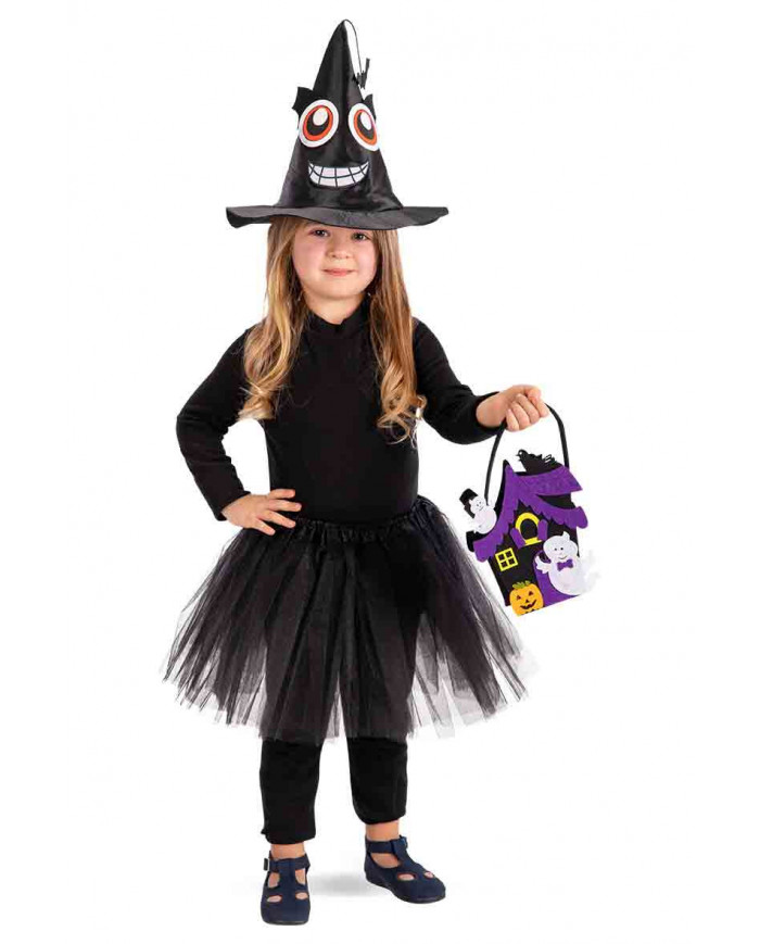 Bat set composed of black veil skirt, bag in the shape of a