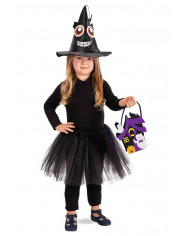 Set pipistrellina composto da gonna in tulle nera, borsina a