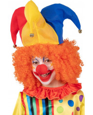 Funny set consisting of a multicolored jolly hat with bells and Funny set consisting of a multicolored jolly hat with bells and