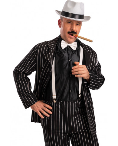 Mafia set consisting of hat, bow tie, suspenders, cigar and Mafia set consisting of hat, bow tie, suspenders, cigar and