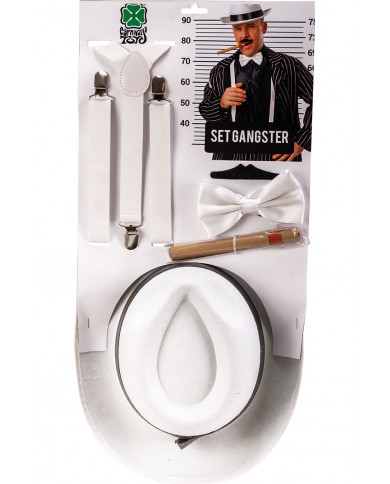 Mafia set consisting of hat, bow tie, suspenders, cigar and Mafia set consisting of hat, bow tie, suspenders, cigar and