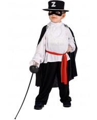 Zorro costume for kid with stretchy jacket, pants and cape with