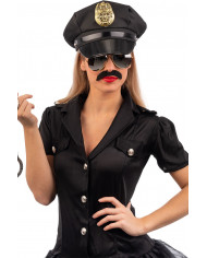 Policeman set consisting of hat, moustaches, glasses