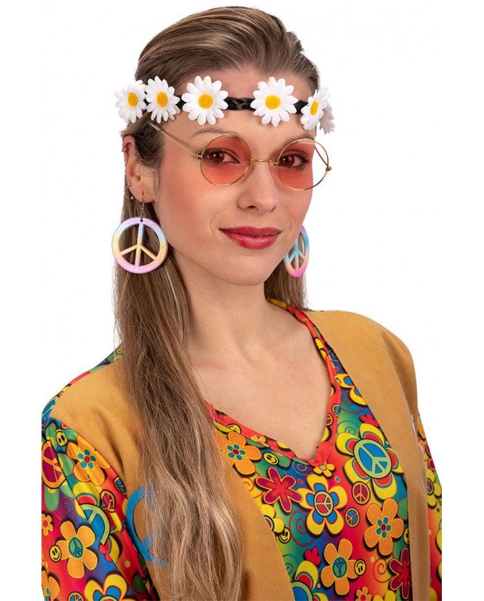 Set hippie (fascia,occhiali,orecchini) su cartoncino