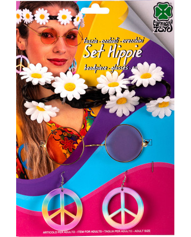 Hippie set consisting of band, glasses and earrings for a dip