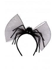 Headband with bow and black spider, a nice accessory to enrich Headband with bow and black spider, a nice accessory to enrich