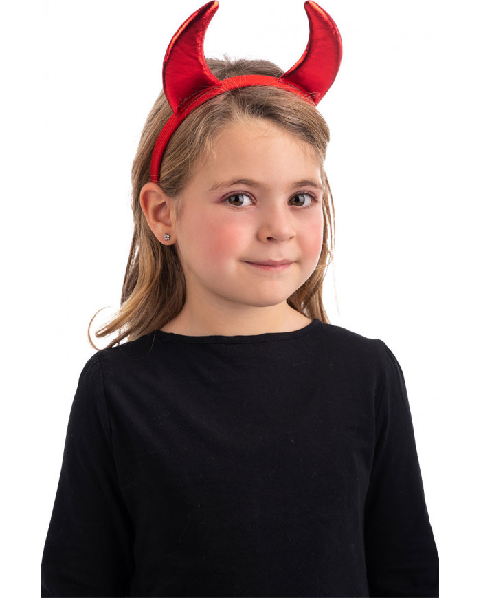 Headband with devil horns in red lurex fabric, perfect