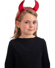 Cerchietto con corna diavolo in tessuto lurex rosso, accessorio