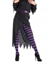 Black/purple striped tights, in one size, suitable for
