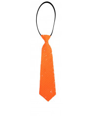 Satin and sequin tie in fluo orange color, it is easily worn
